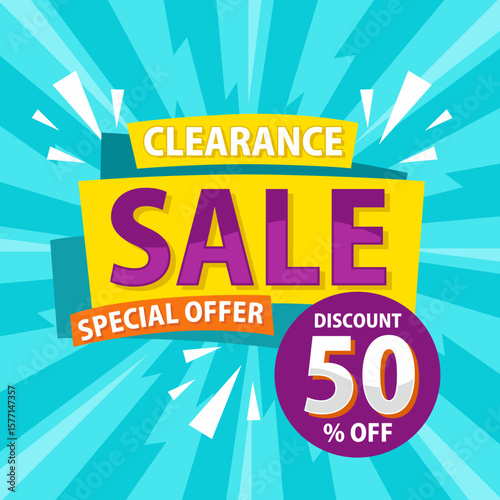 Clearance Sale Special Offer Up to 50% Off Trendy Products and Goods Discount Marketing