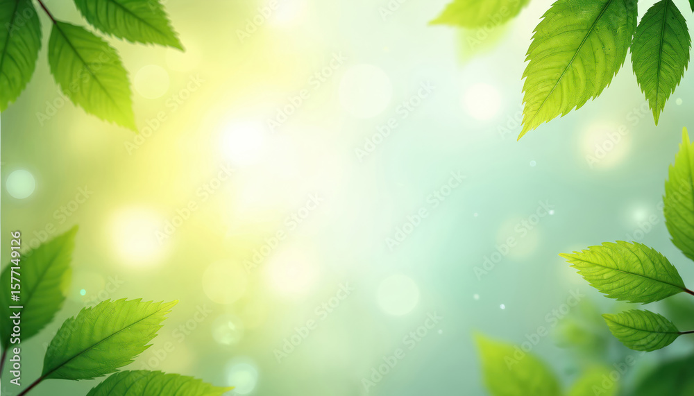 Green plant dominates center of image. Fresh green leaves frame bright sunny background. Green foliage, vibrant color, natural environment, bokeh light, sunlight, eco growth, beauty, freshness, Green plant dominates center of image. Fresh green leaves frame bright sunny background. Green foliage, vibrant color, natural environment, bokeh light, sunlight, eco growth, beauty, freshness,