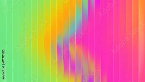 Y2K neon glass gradient background with abstract color and neon blur texture. Vector graphic poster with vibrant hologram prism glow. Ribbed fluted effect enhances futuristic flair.