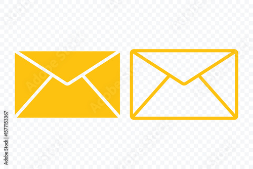 Mail or email icon set. Post card, message vector set isolated on transparent background. Envelope symbol with letter. notification new message icons buttons. Vector illustration