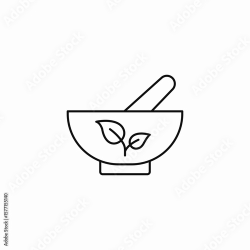 mortar pestle herbs icon sign vector