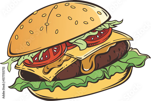 Juicy Cheeseburger Silhouette Illustration