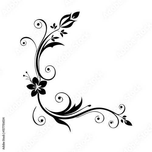 Page corner floral elements wedding decorative ornament elements, hand-drawn, classic vintage victorian style