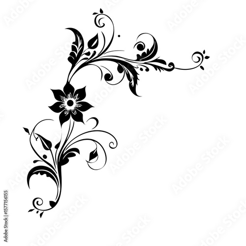 Page corner floral elements wedding decorative ornament elements, hand-drawn, classic vintage victorian style