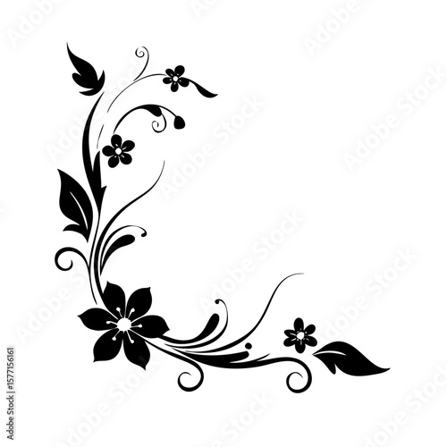 Page corner floral elements wedding decorative ornament elements, hand-drawn, classic vintage victorian style