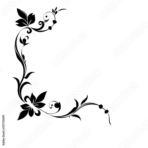 Page corner floral elements wedding decorative ornament elements, hand-drawn, classic vintage victorian style