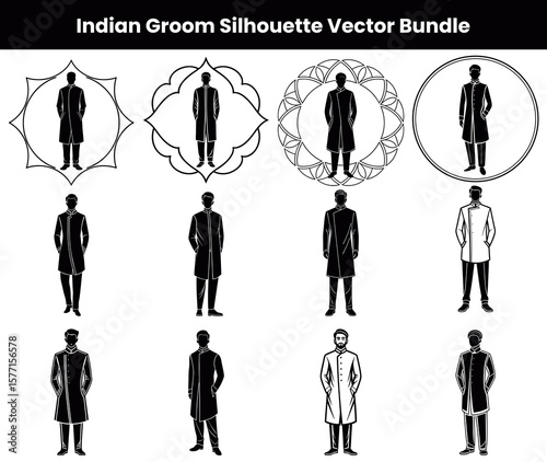 Indian Groom Silhouette Collection Traditional Sherwani Outfits for Wedding Designs