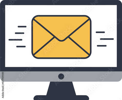 Computer monitor displaying a fast email notification.