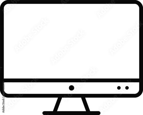 Simple black outline graphic of a computer monitor.