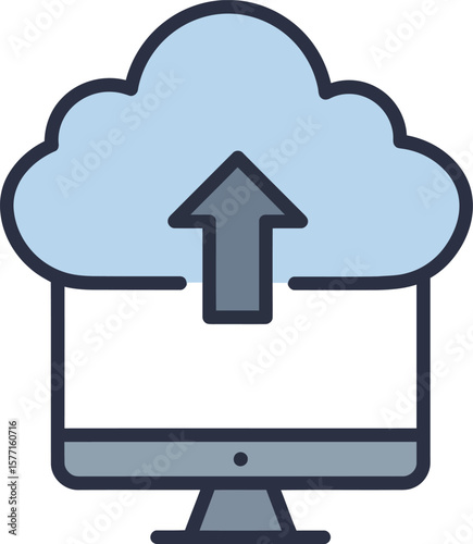 Uploading data to cloud storage from a desktop computer.
