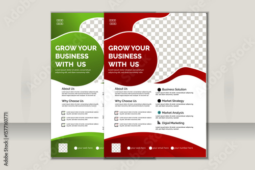 Modern Corporate Flyer Template with Bold Color Accents and Infographic Circle Elements | Editable Business Promotion Design