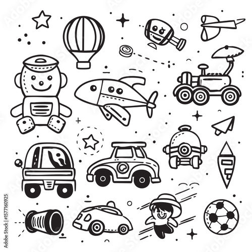 cartoon baby doodle icon set