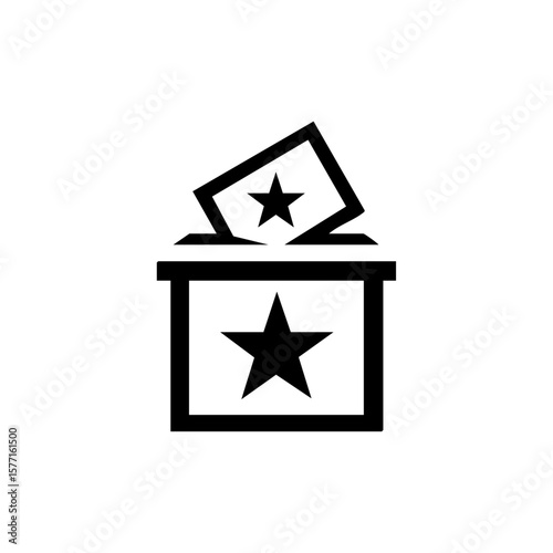Minimalist icon of a ballot box with a voting paper, symbolizing elections, democratic participation, and civic responsibility.

