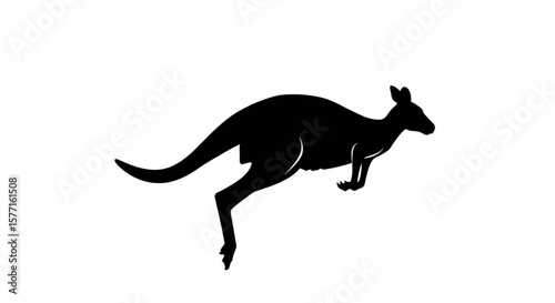 Silhouette of a kangaroo leaping forward with its powerful legs and long tail for balance and motion created with generated ai