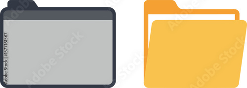 Two simple folder icons, one gray and one orange, representing digital file storage.