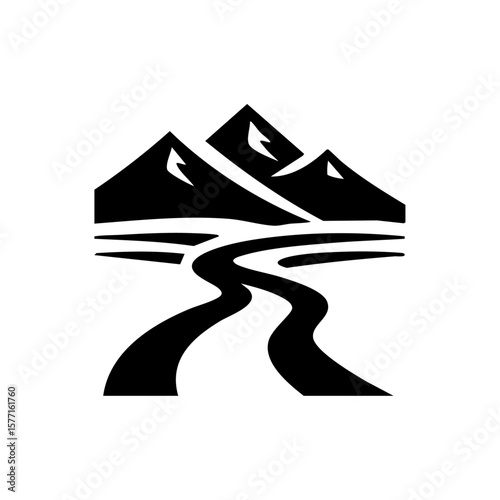 Stylized road leading into a mountain valley, symbolizing journey, growth, or career direction.
