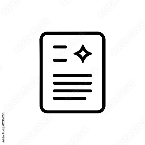 Minimalist icon of a resume document with a sparkle, representing standout applications and career highlights.

