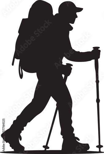 vector silhouette of a photographer,  Hiking Adventure: Silhouette of a Trekker