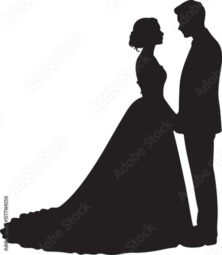 silhouette of bride and groom, Forever Hand in Hand
