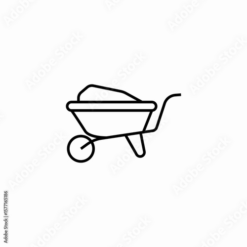 wheelbarrow material handling icon sign vector