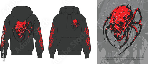 Dark Illustration Vector for Hoodie Design – Skull, Demon, and Gothic Art Elements