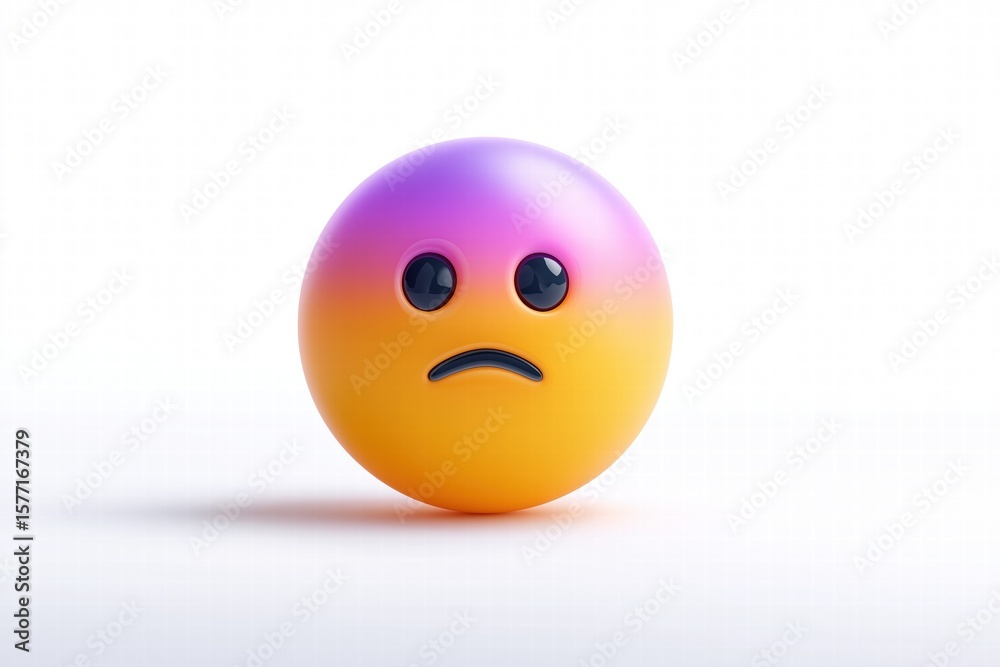 Fototapeta premium 3D Crying Sad Emoji on White Background for Social Media Day, Support Stickers and Emotional Event Reaction