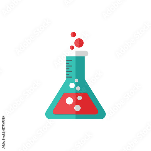 Bubbling Conical Laboratory Flask Vector