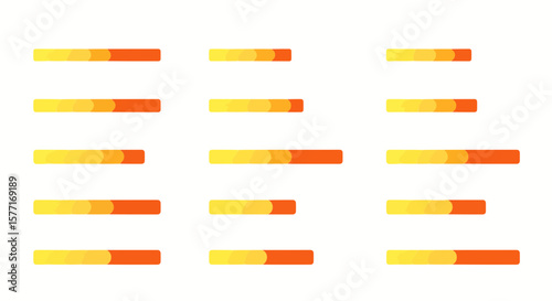 Colorful Horizontal Bar Chart Elements for Data Visualization and Progress Indicators