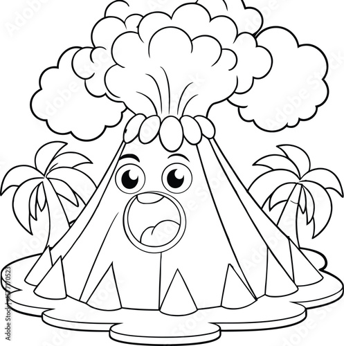 Volcano erupting with cartoon lava smoke and bold energy Vector illustration