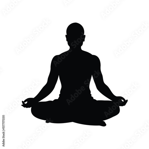 Silhouette of a meditating person in lotus position for well being