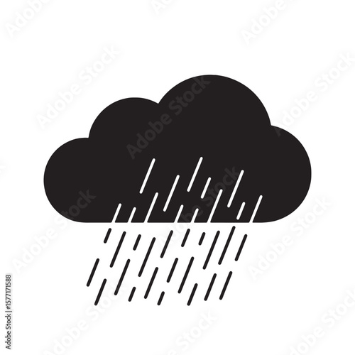 Rainy Cloud Weather Icon Silhouette