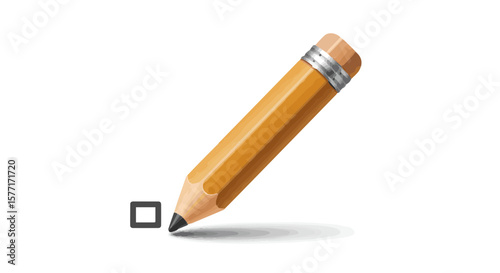 Illustration depicting a pencil drawing a check box on a clean white background