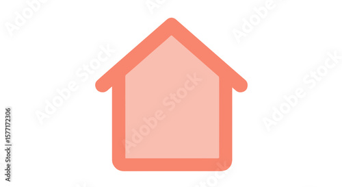 Minimalist house icon in coral color, ideal for real estate and home themes