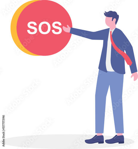 SOS call for business help, emergency support needed in economic crisis or signal for financial stock market crash concept
