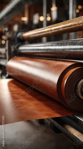 Wallpaper Mural Machinery prepares high-quality leather in a workshop with warm lighting and rich textures Torontodigital.ca