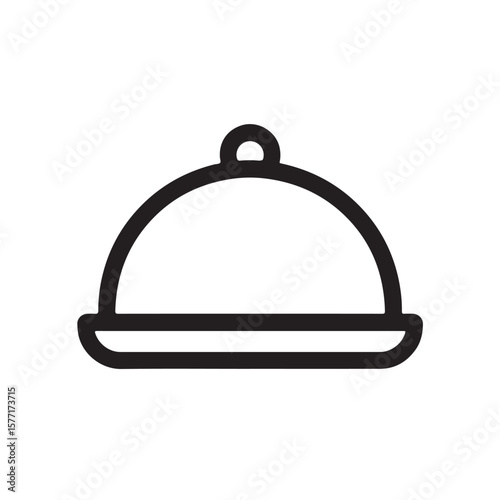 Simple black outline showcases a covered food dish, set against a transparent backdrop