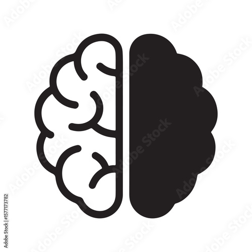 Human brain depicted half filled with neuron details and other half solid on transparent backdrop