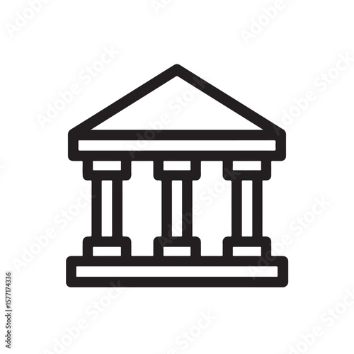 Line icon shows bank or government building on transparent background
