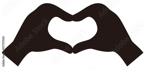手でハートを作っているベクターシルエットイラスト(Vector Silhouette Illustration of Hands Forming a Heart)