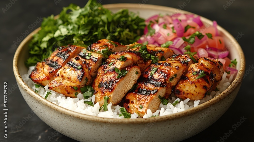 Grilled chicken bowl with rice and vegetables Grilled chicken bowl with rice and vegetables