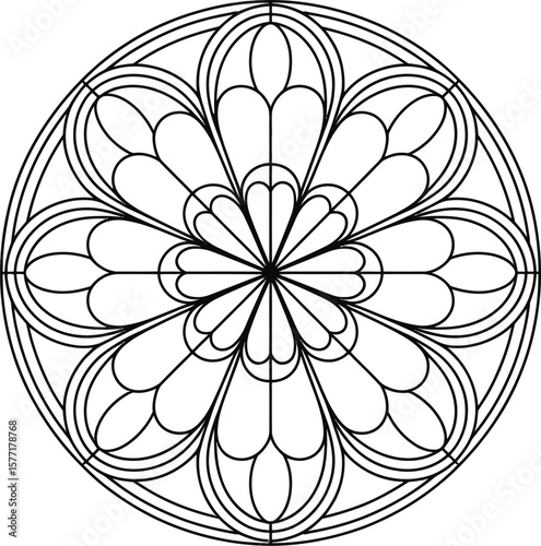 Black and White Circular Floral Pattern Design circle