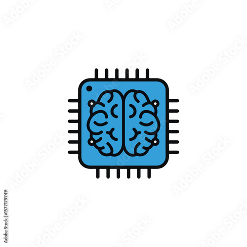 brain chip implant icon, brain chip implant flat Vector illustration