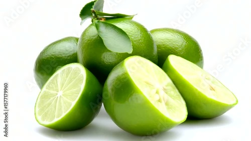 Wallpaper Mural Fresh limes with leaves and slices Torontodigital.ca