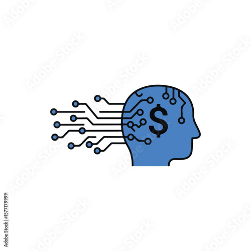 neural implant icon, brain chip implant flat Vector illustration