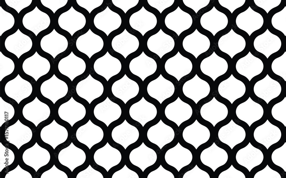 Fototapeta premium Black and White Geometric Pattern with Interlocking Ovals