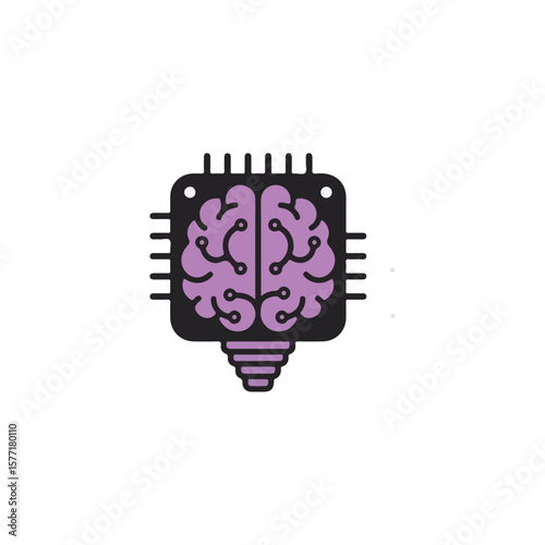 brain chip implant icon, brain chip implant flat Vector illustration