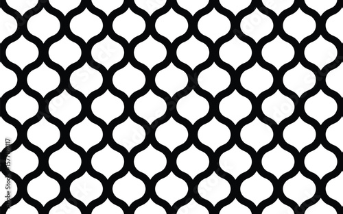 Black and White Geometric Pattern with Interlocking Ovals