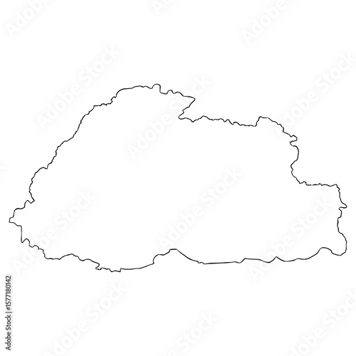 Bhutan map illustration hand drawn outline vector
