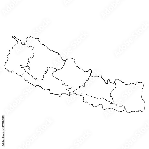 Nepal map illustration hand drawn outline vector
