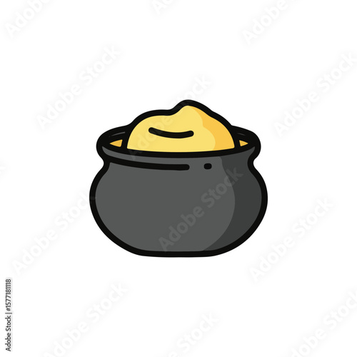 butter pot (makhan) icon, krishna Janmashtami flat Vector illustration, Indian cultural icon